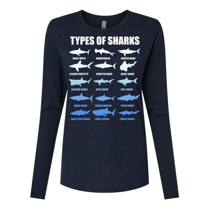 15 Types of Sharks Womens Cotton Relaxed Long Sleeve T-Shirt