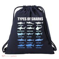 15 Types of Sharks Drawstring Bag