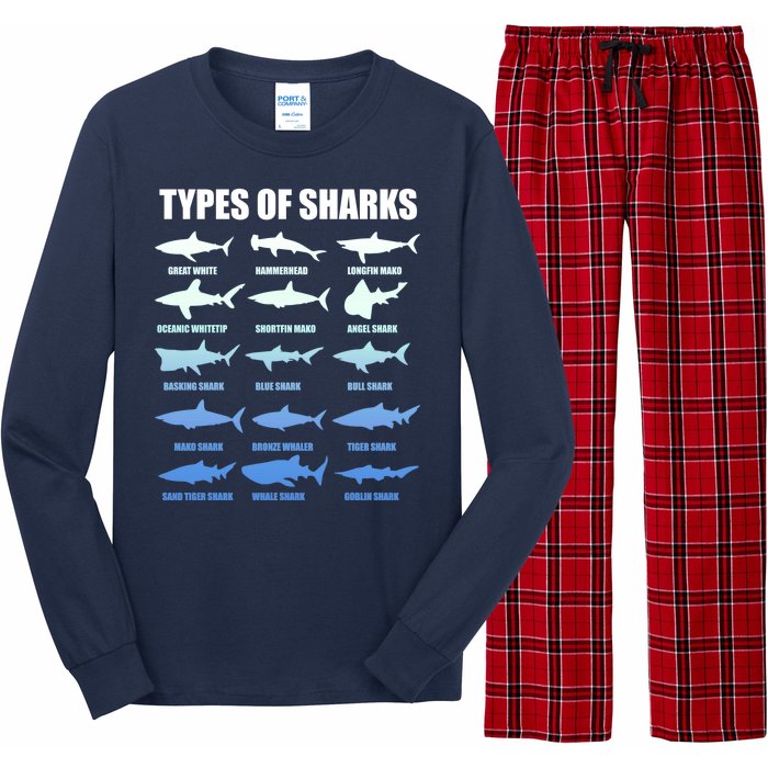 15 Types of Sharks Long Sleeve Pajama Set