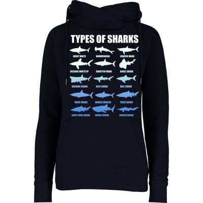 15 Types of Sharks Womens Funnel Neck Pullover Hood