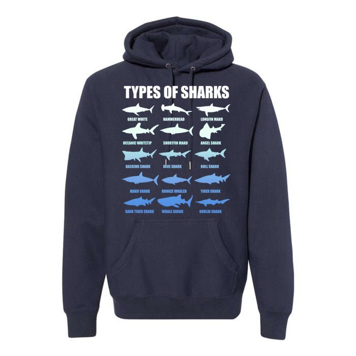 15 Types of Sharks Premium Hoodie