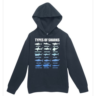 15 Types of Sharks Urban Pullover Hoodie