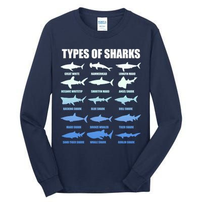 15 Types of Sharks Tall Long Sleeve T-Shirt
