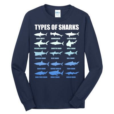 15 Types of Sharks Tall Long Sleeve T-Shirt