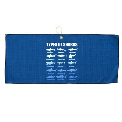 15 Types of Sharks Large Microfiber Waffle Golf Towel