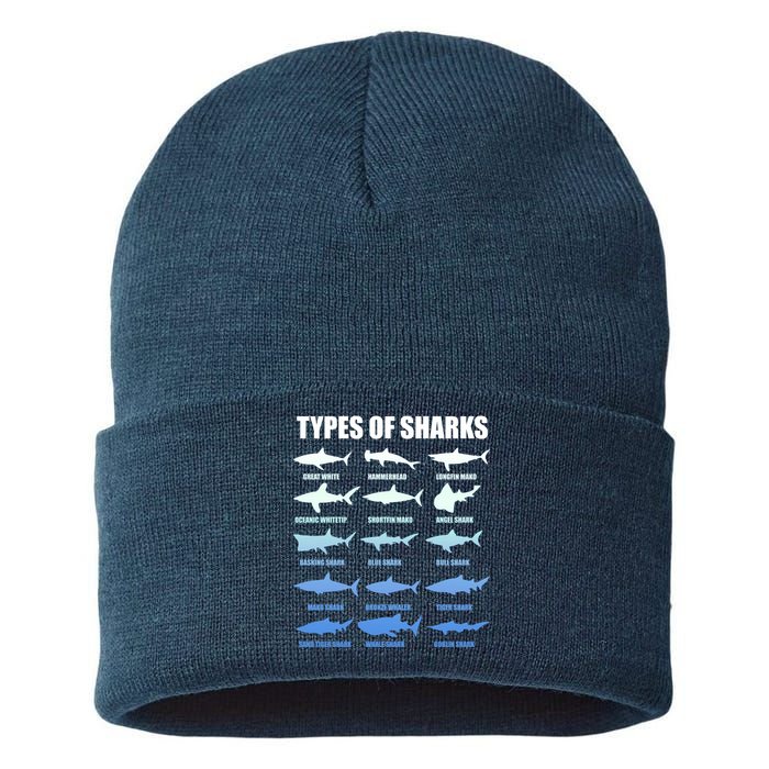 15 Types of Sharks Sustainable Knit Beanie