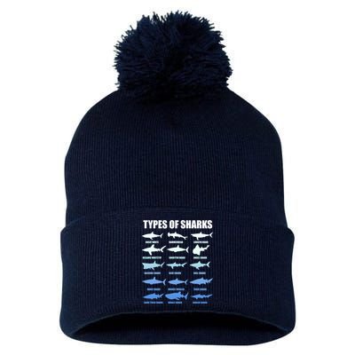 15 Types of Sharks Pom Pom 12in Knit Beanie