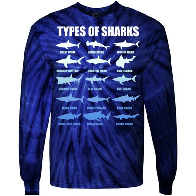 15 Types of Sharks Tie-Dye Long Sleeve Shirt