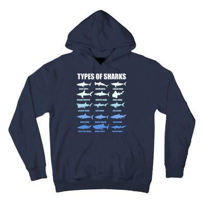 15 Types of Sharks Tall Hoodie