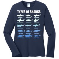 15 Types of Sharks Ladies Long Sleeve Shirt