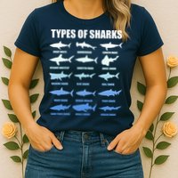 15 Types of Sharks Womens T-Shirt