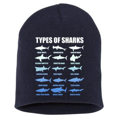 15 Types of Sharks Short Acrylic Beanie