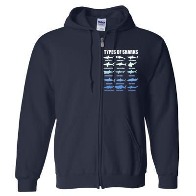 15 Types of Sharks Full Zip Hoodie