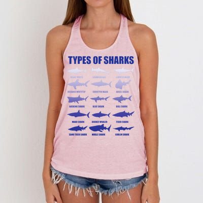 15 Types of Sharks Women's Knotted Racerback Tank