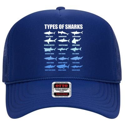 15 Types of Sharks High Crown Mesh Back Trucker Hat