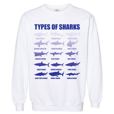 15 Types of Sharks Garment-Dyed Sweatshirt