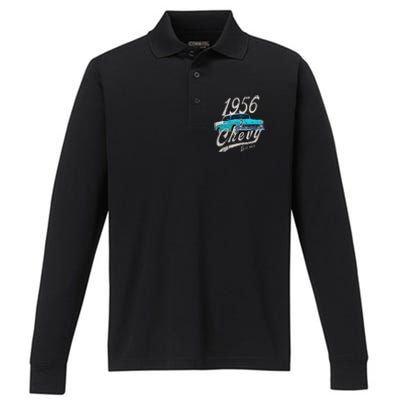 1956 56 90s Bel Air Blue Performance Long Sleeve Polo