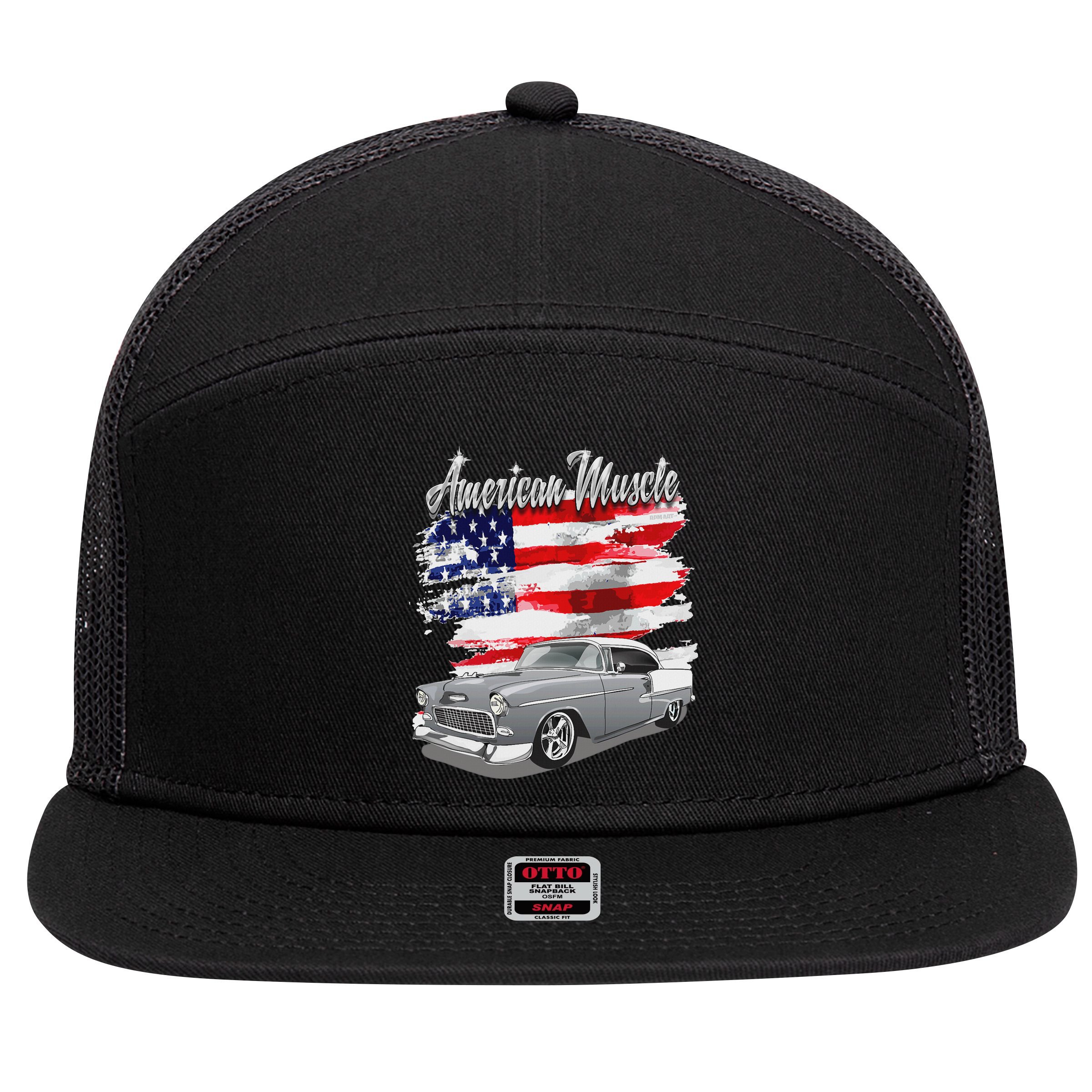 1955 55 Bel Air Classic Vintage Muscle Car 7 Panel Mesh Trucker Snapback Hat