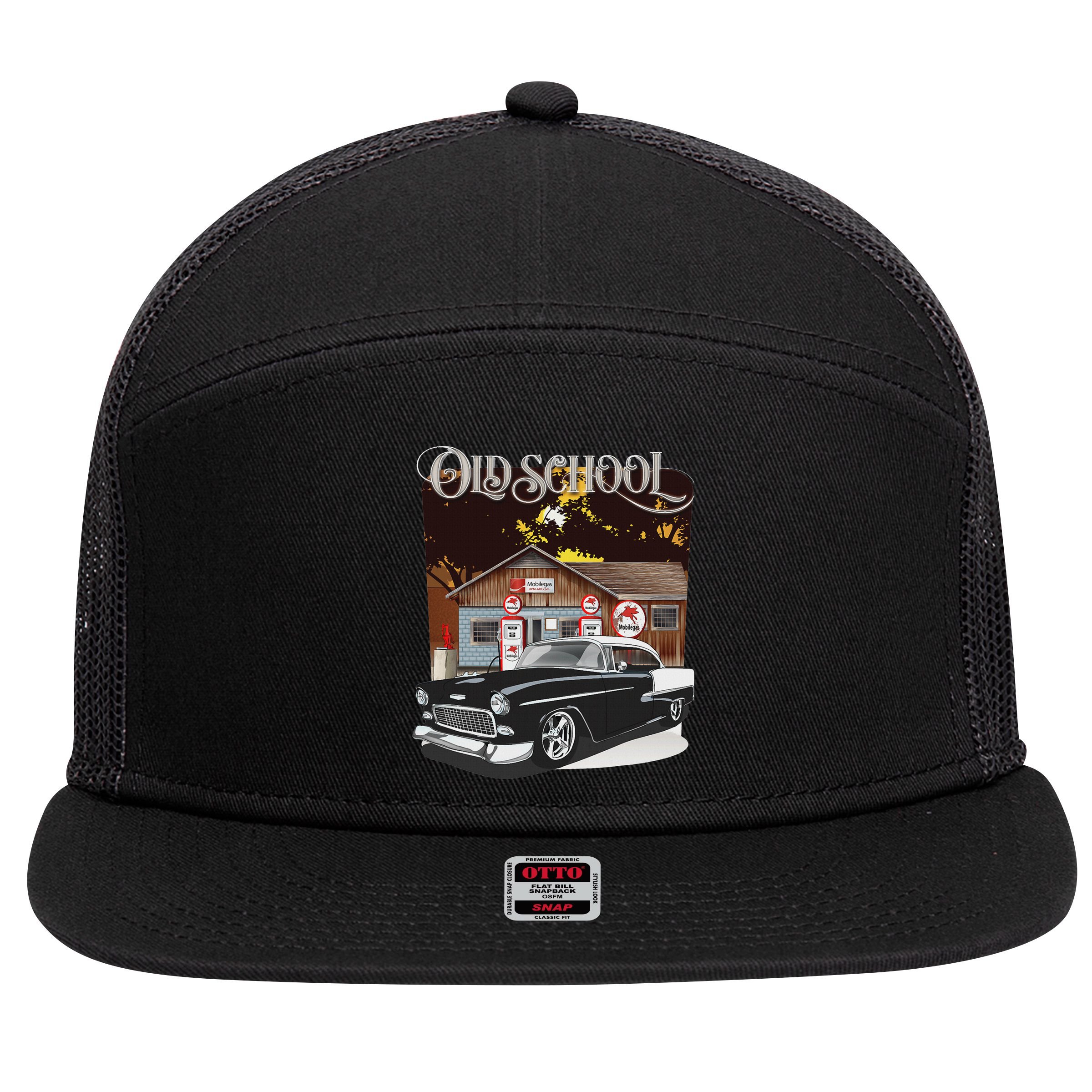 1955 55 Bel Air Classic Vintage Muscle Car Old School 7 Panel Mesh Trucker Snapback Hat