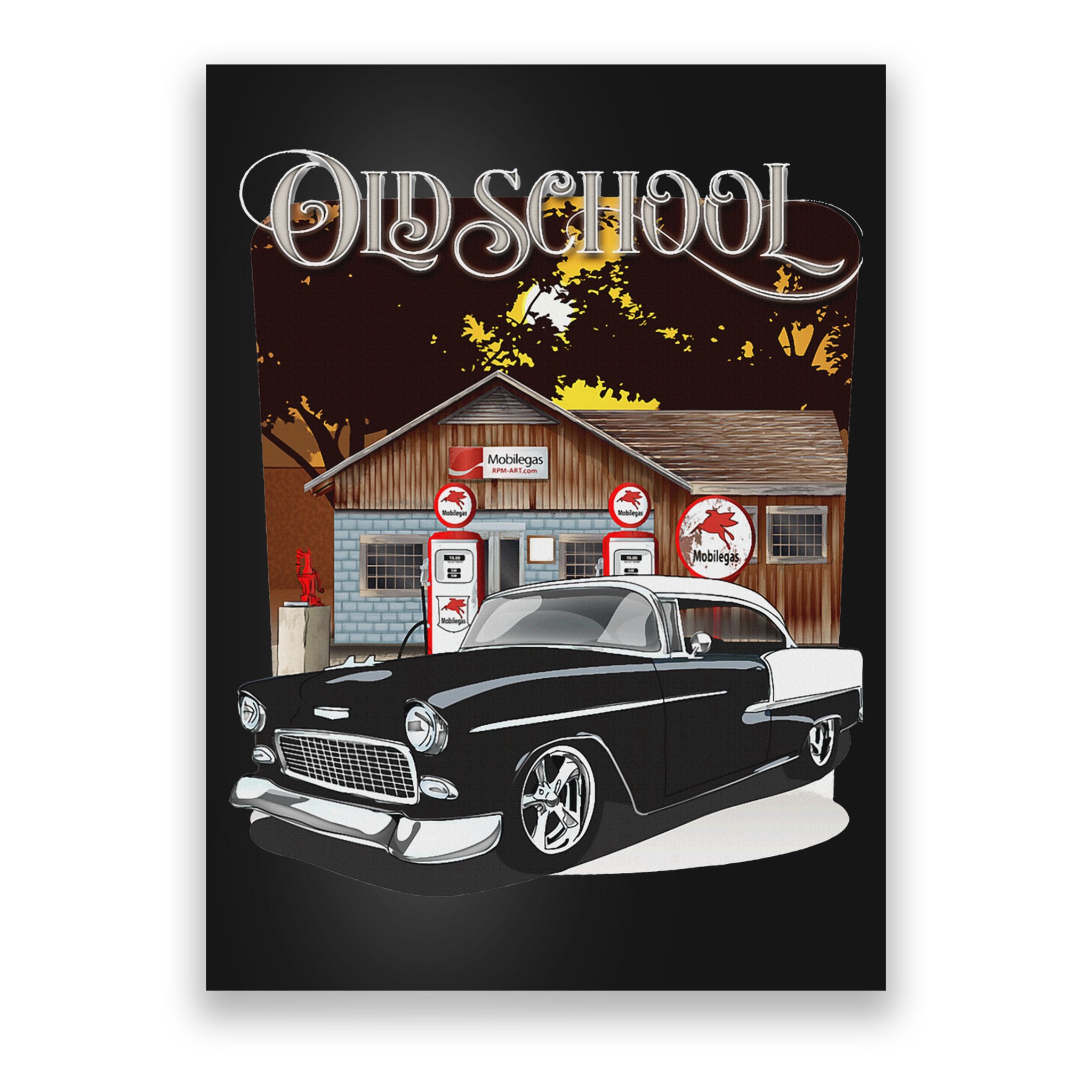 1955 55 Bel Air Classic Vintage Muscle Car Old School Poster