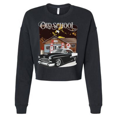 1955 55 Bel Air Classic Vintage Muscle Car Old School Cropped Pullover Crew