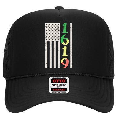 1619 Our Ancestors African American Pride Flag High Crown Mesh Back Trucker Hat