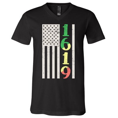 1619 Our Ancestors African American Pride Flag V-Neck T-Shirt