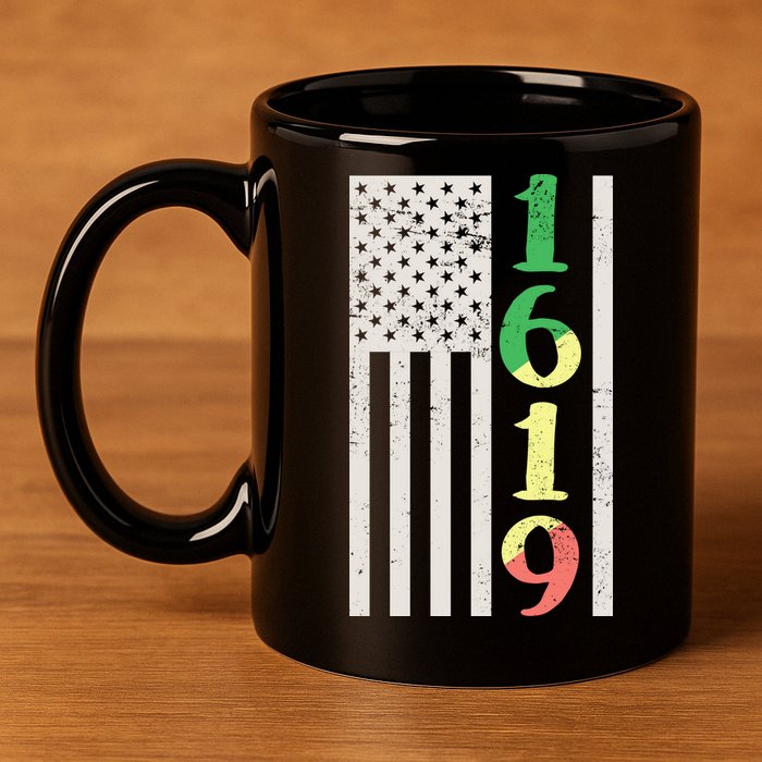1619 Our Ancestors African American Pride Flag 11oz C Handle Ceramic Mug