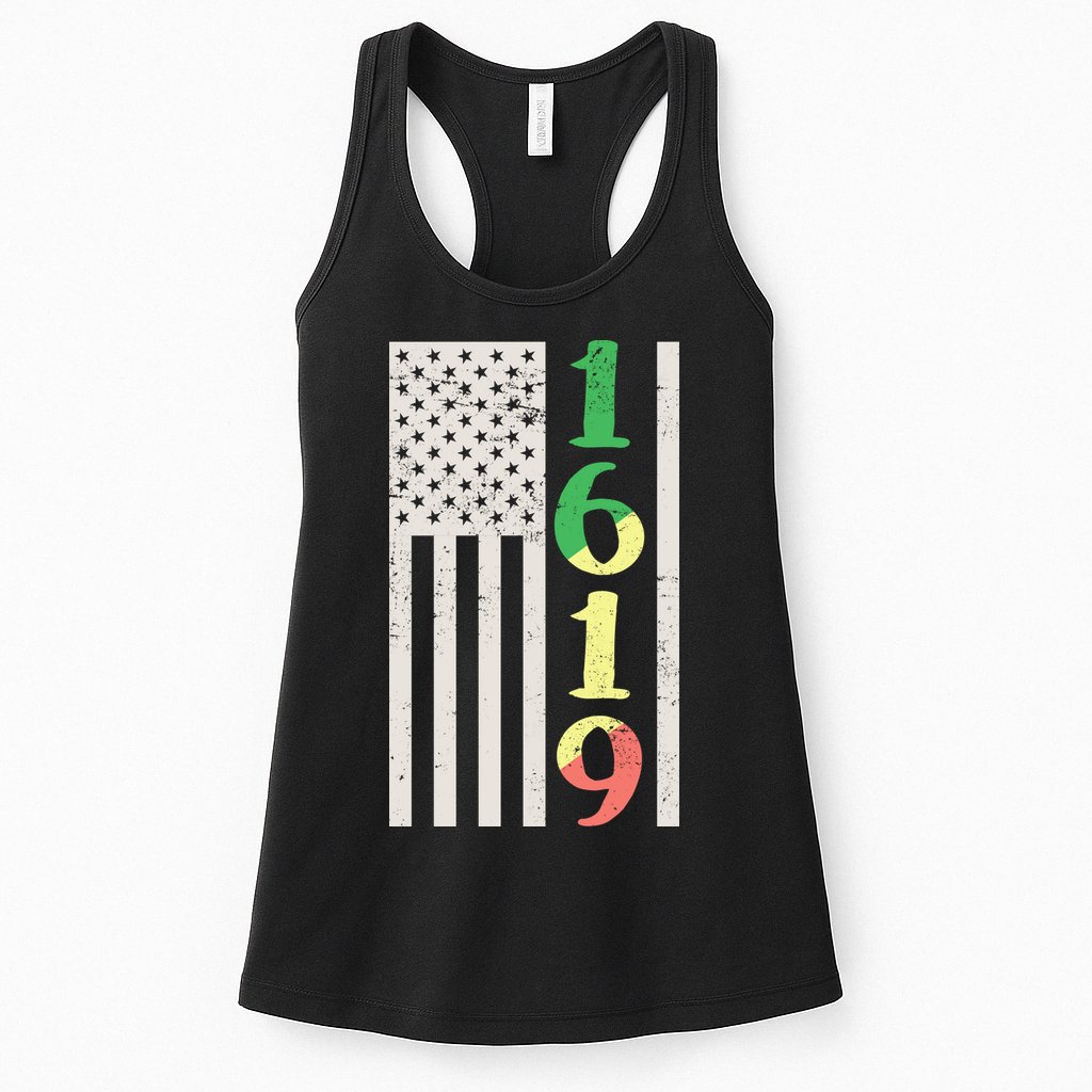 1619 Our Ancestors African American Pride Flag Womens Tank Top