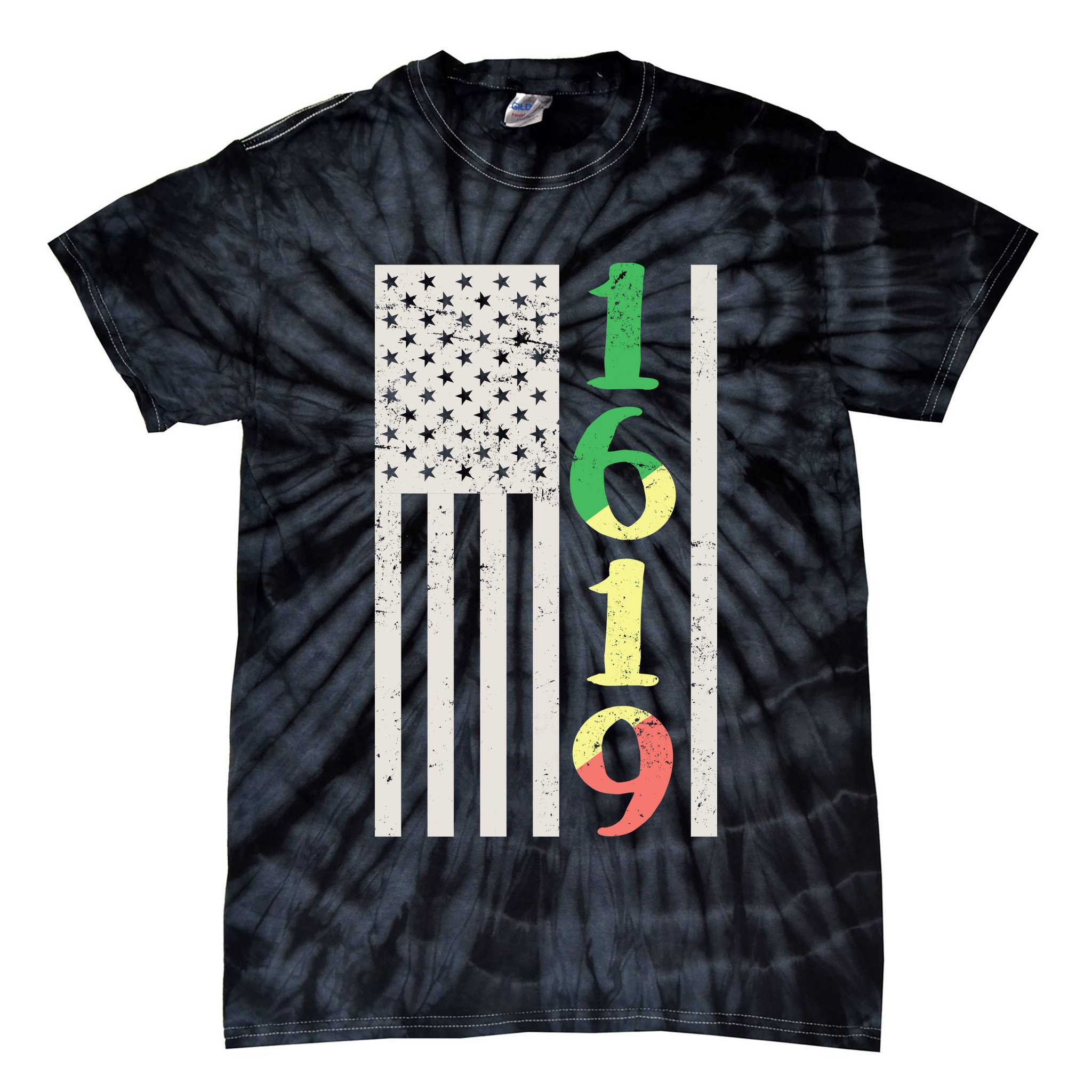 1619 Our Ancestors African American Pride Flag Tie-Dye T-Shirt