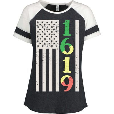 1619 Our Ancestors African American Pride Flag Enza Ladies Jersey Colorblock Tee