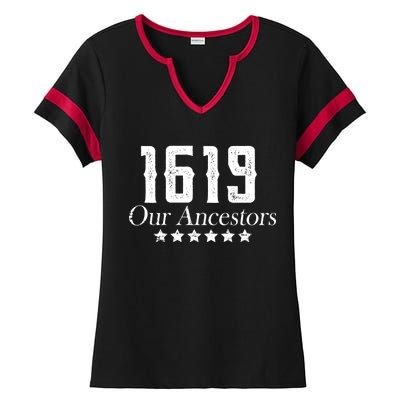 1619 Our Ancestors US Africa Past Ladies Halftime Notch Neck Tee