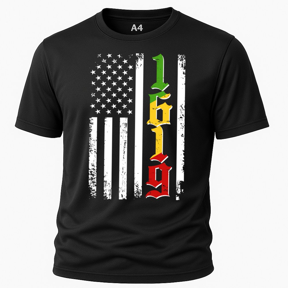 1619 US Flag African American Traditional Colors Cooling Performance Crew T-Shirt