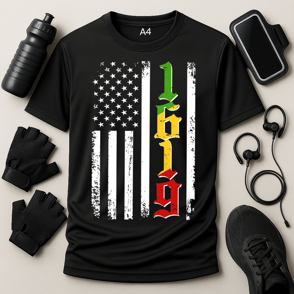 1619 US Flag African American Traditional Colors Cooling Performance Crew T-Shirt