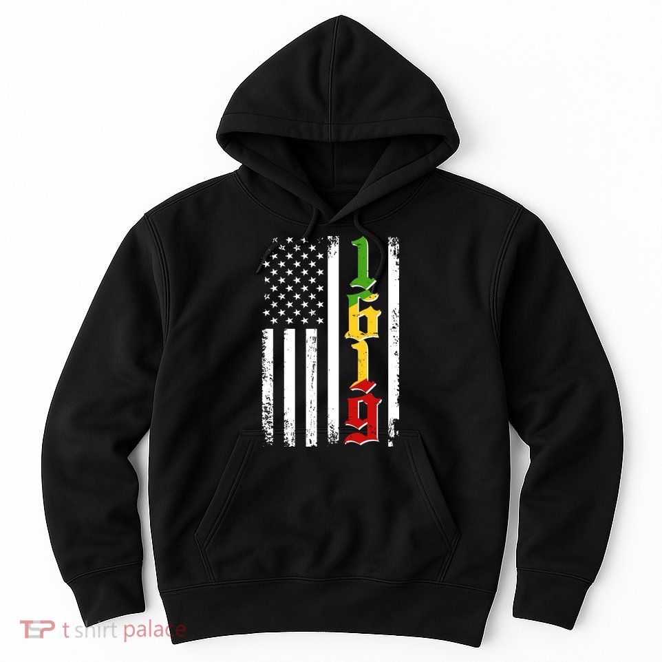 1619 US Flag African American Traditional Colors Hoodie
