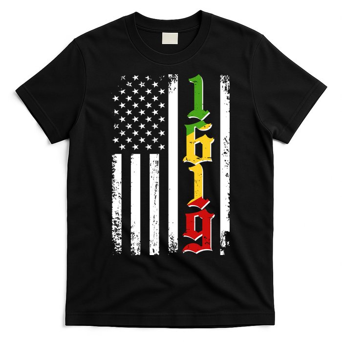 1619 US Flag African American Traditional Colors T-Shirt