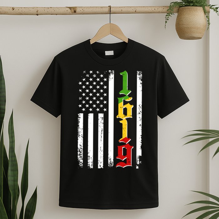 1619 US Flag African American Traditional Colors T-Shirt