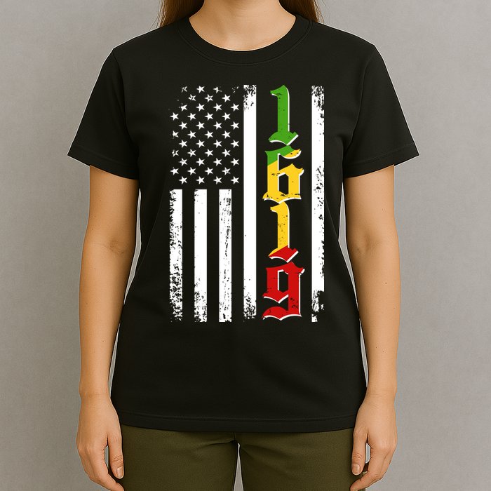 1619 US Flag African American Traditional Colors T-Shirt