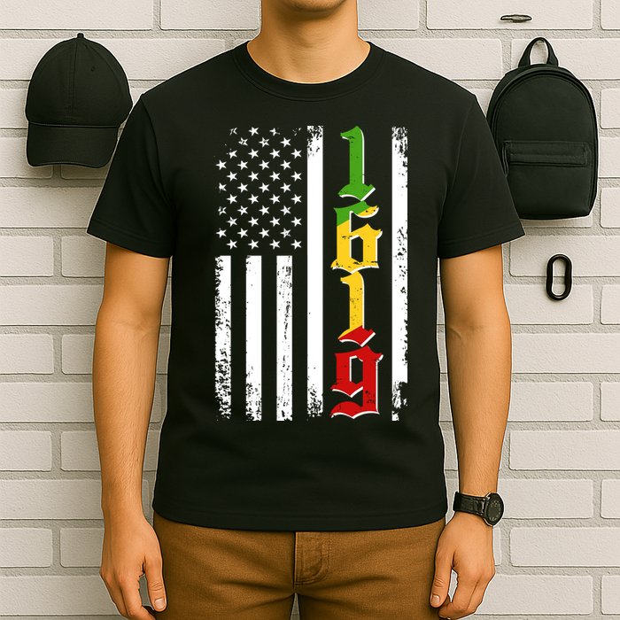 1619 US Flag African American Traditional Colors T-Shirt
