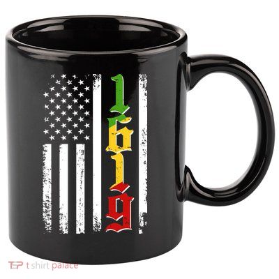 1619 US Flag African American Traditional Colors 11oz C Handle Ceramic Mug