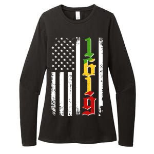 1619 US Flag African American Traditional Colors Womens CVC Long Sleeve Shirt