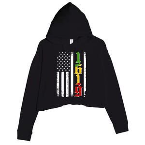 1619 US Flag African American Traditional Colors Crop Fleece Hoodie