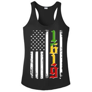 1619 US Flag African American Traditional Colors Ladies PosiCharge Competitor Racerback Tank