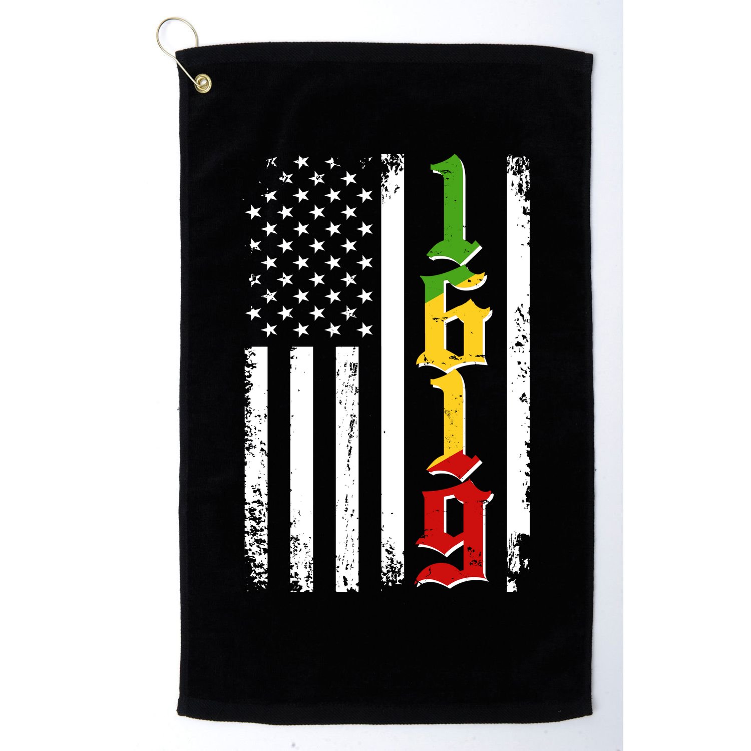 1619 US Flag African American Traditional Colors Golf Towel