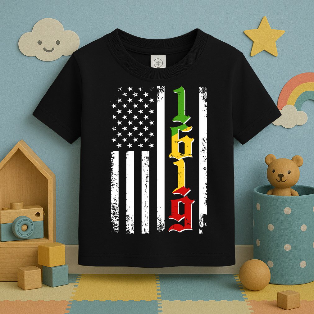 1619 US Flag African American Traditional Colors Toddler T-Shirt