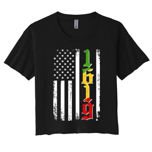 1619 US Flag African American Traditional Colors Crop Top