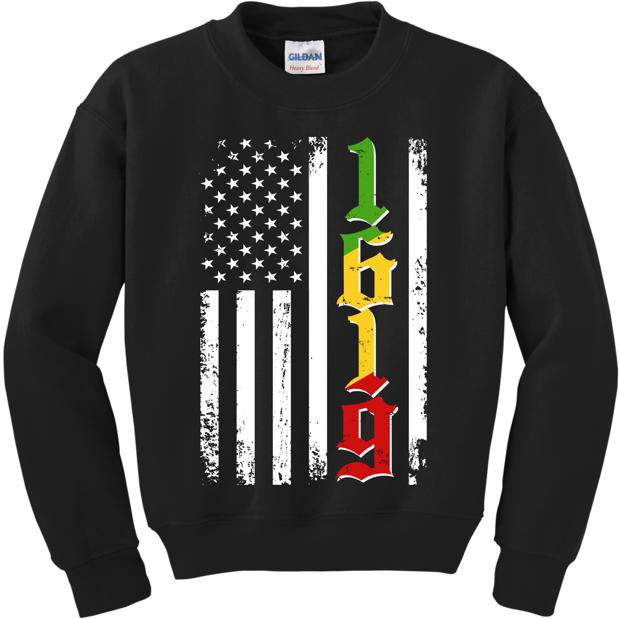 1619 US Flag African American Traditional Colors Kids Sweatshirt