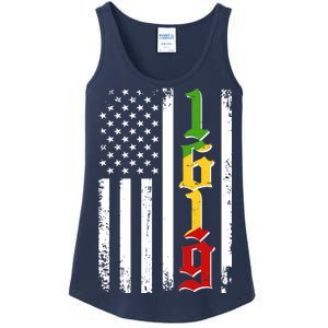 1619 US Flag African American Traditional Colors Ladies Essential Tank