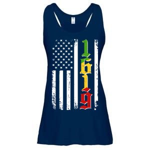 1619 US Flag African American Traditional Colors Ladies Essential Flowy Tank