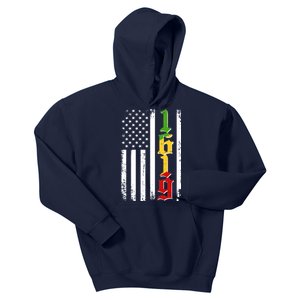 1619 US Flag African American Traditional Colors Kids Hoodie